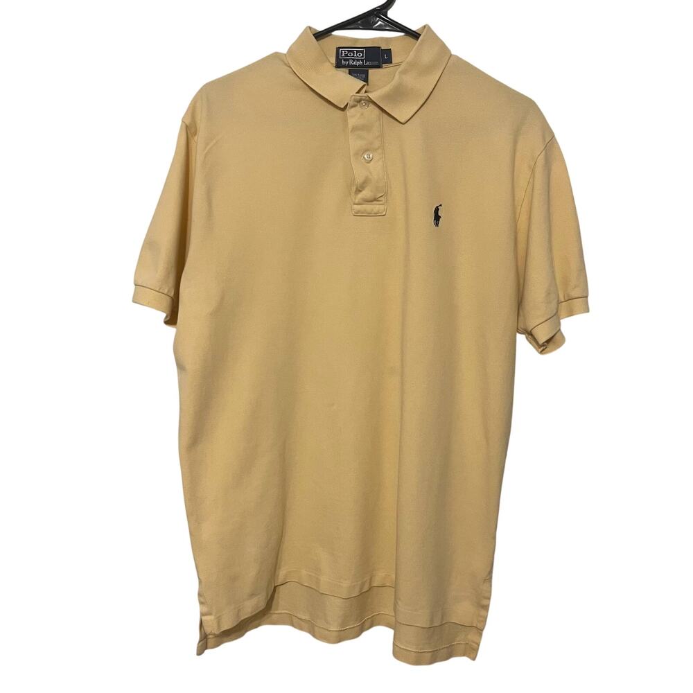 VTG Polo Ralph Lauren Polo Shirt Mens Large Yellow Butter Preppy Old Money Golf